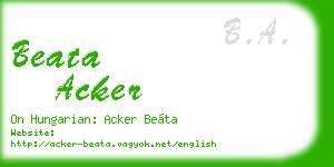 beata acker business card
